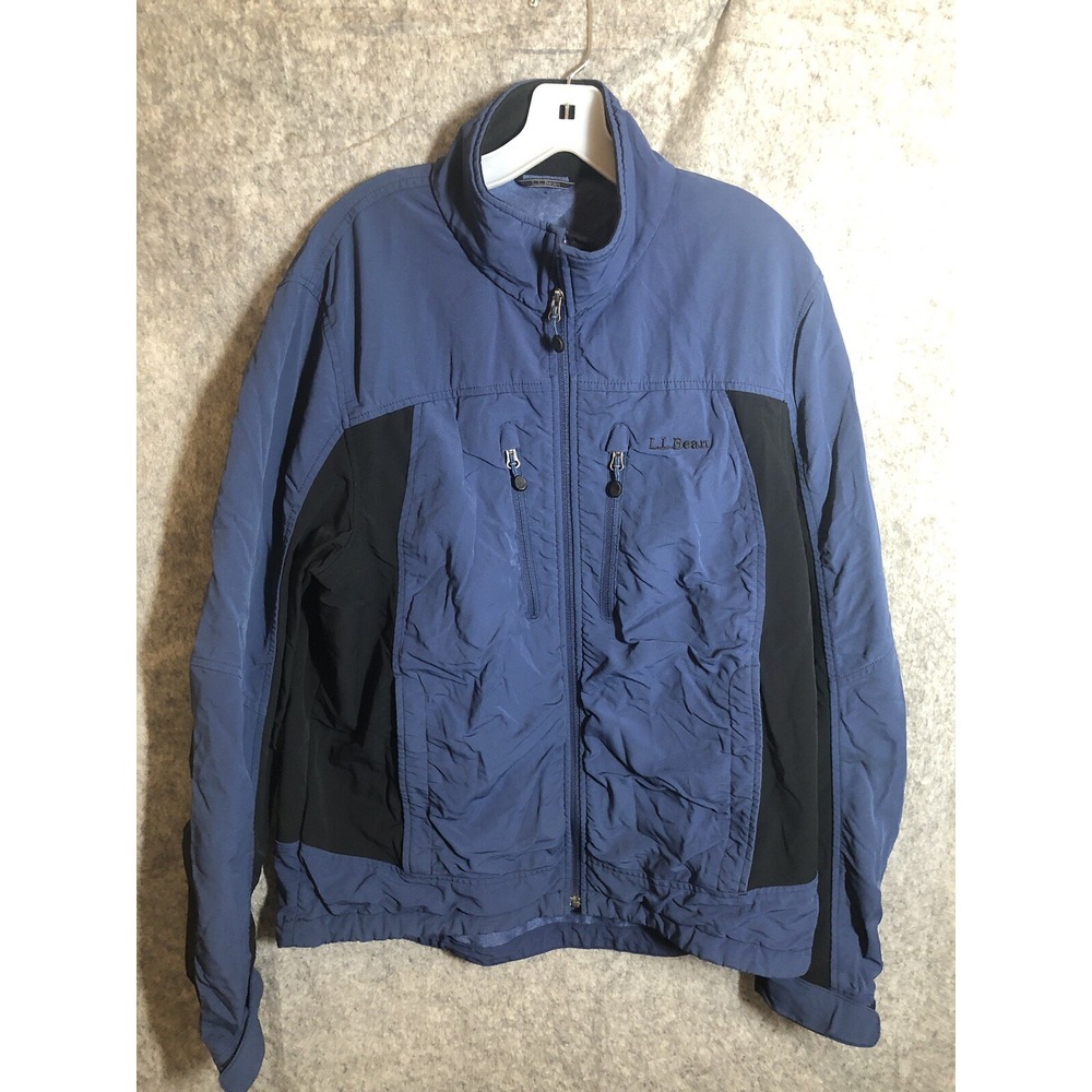 L.L. Bean Jacket Mens Large Blue Windbreaker Warm Up Bomber Coat Hike Fish